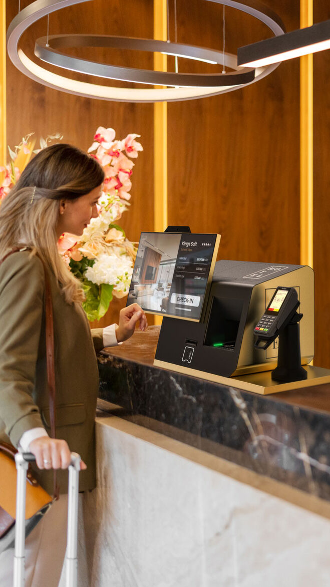 borne d'enregistrement en libre-service pour les hôtels
