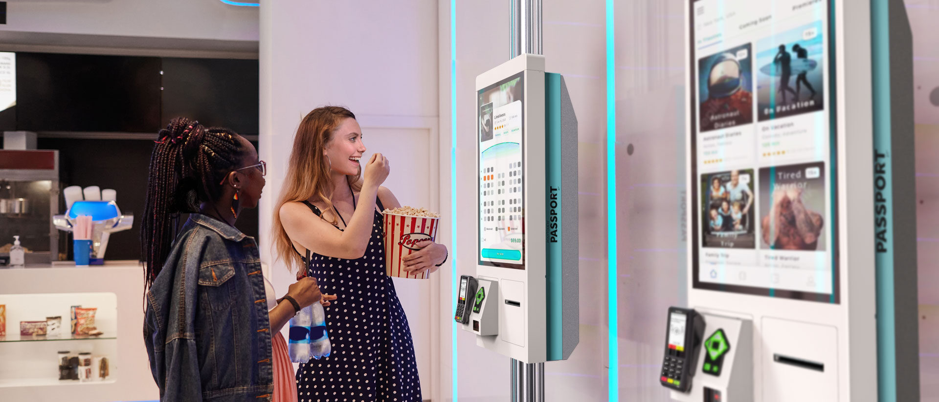 Kiosques interactifs PP27 pour la billetterie dans les cinémas