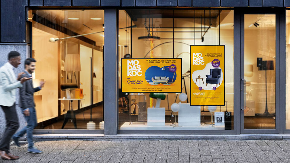 affichage numérique en vitrine