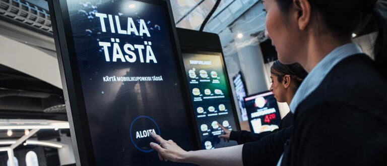 Kiosque de commande en libre-service pour la restauration