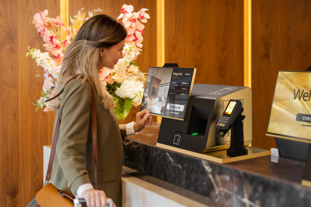 borne d'enregistrement en libre-service pour les hôtels