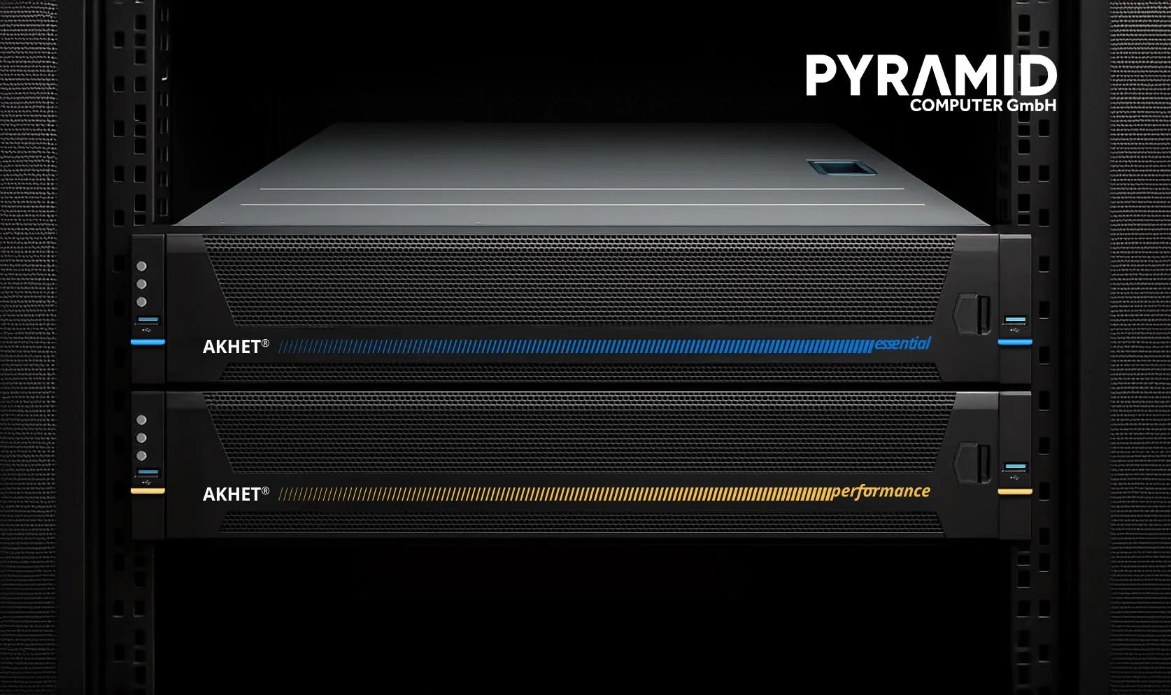 Plateformes serveurs AKHET Essential et AKHET Performance d'Pyramid Computer  en rack pour les applications d'entreprise et de calcul haute performance (HPC)
